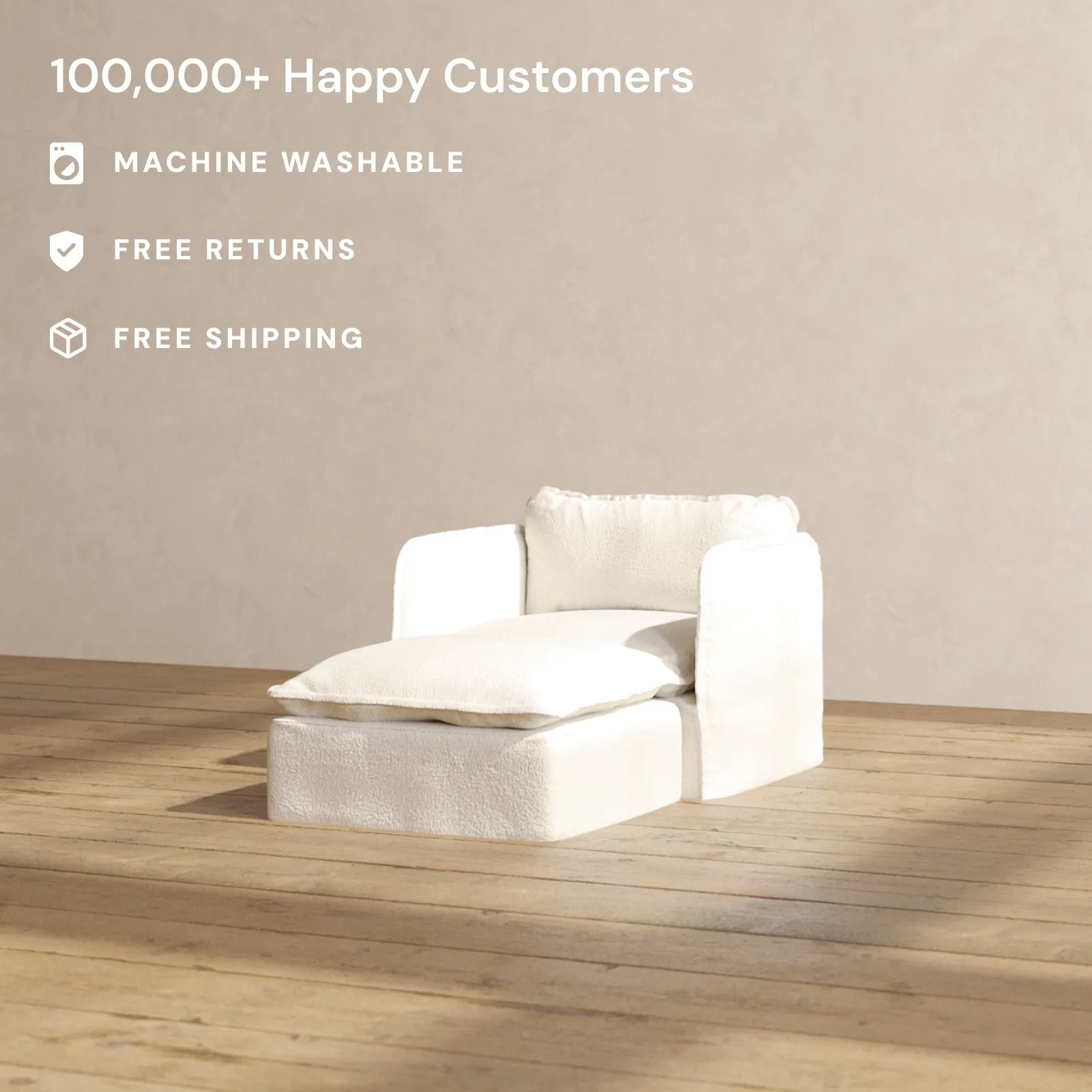 Modular Performance Chaise Armchair in Mousse | Deluxe Blend