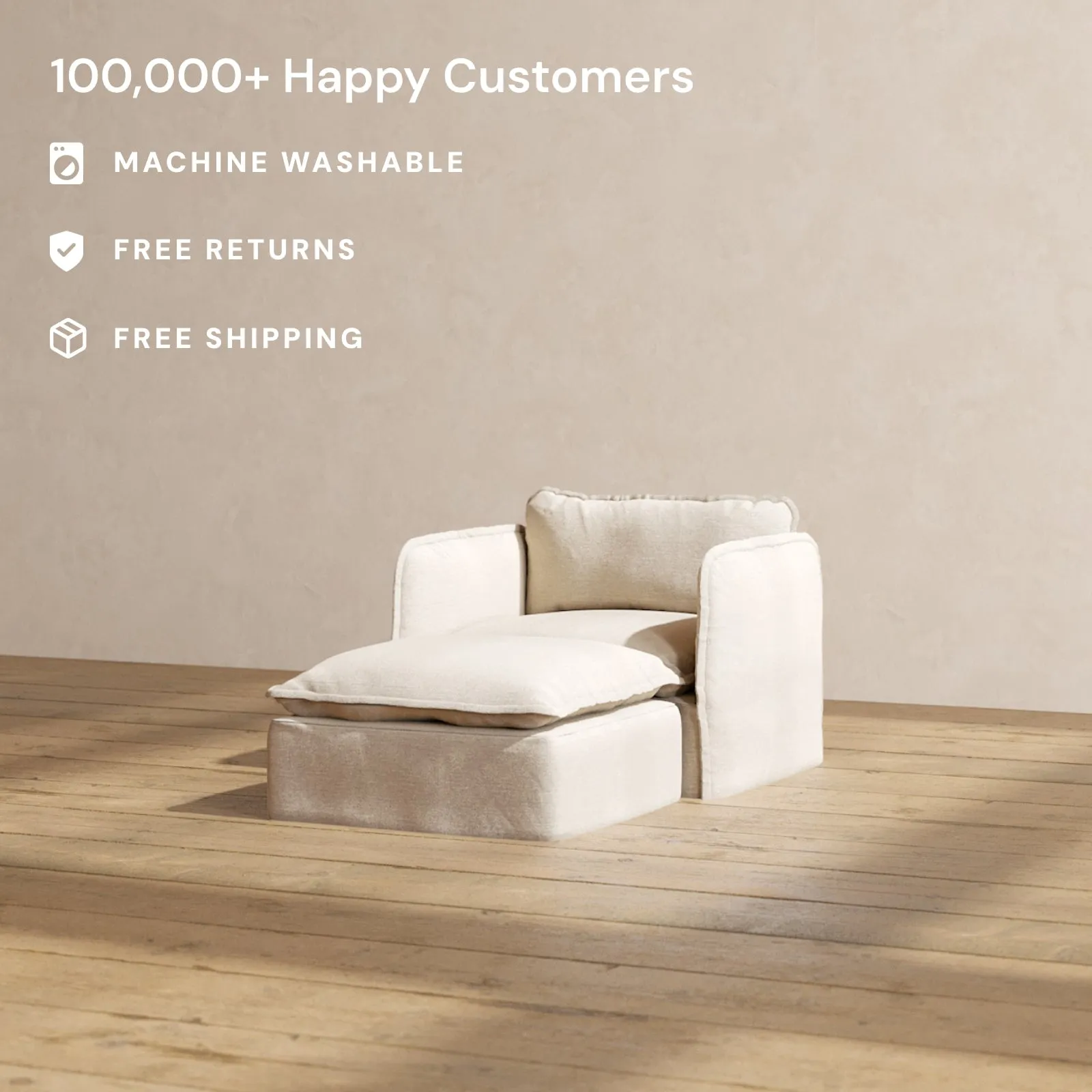 Modular Performance Chaise Armchair in Oat | Relaxed Blend
