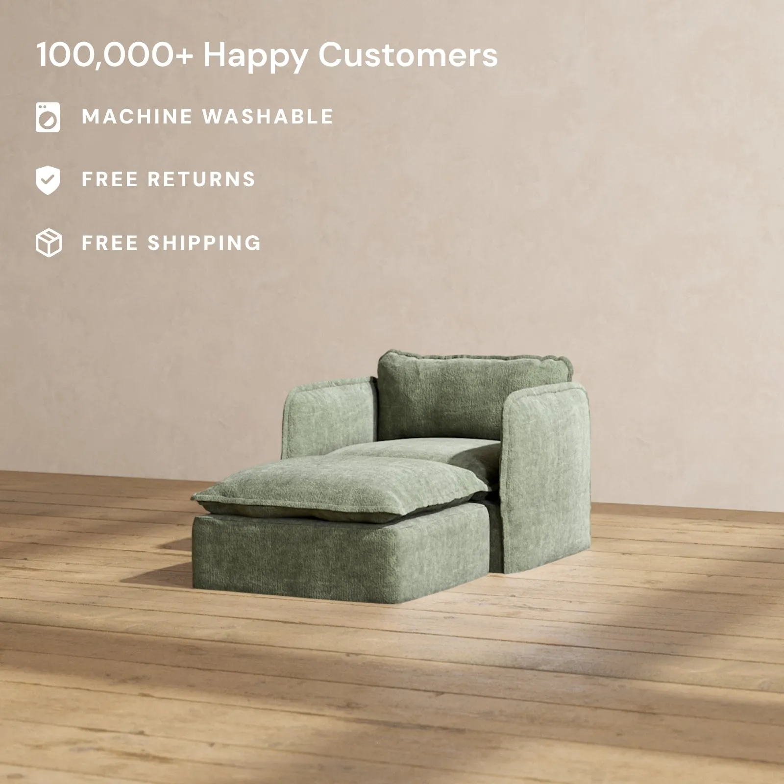 Modular Performance Chaise Armchair in Willow | Relaxed Blend