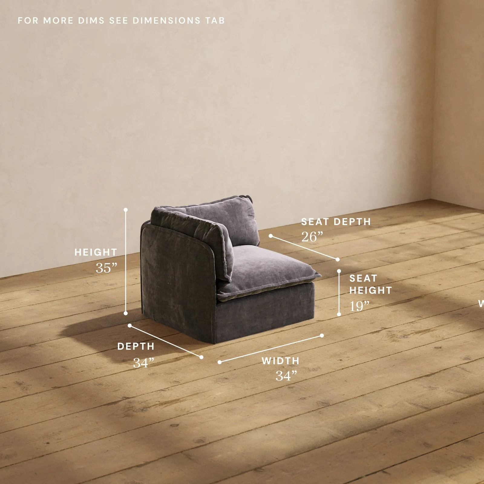 Modular Performance Corner Chair in Cinder | Deluxe Blend