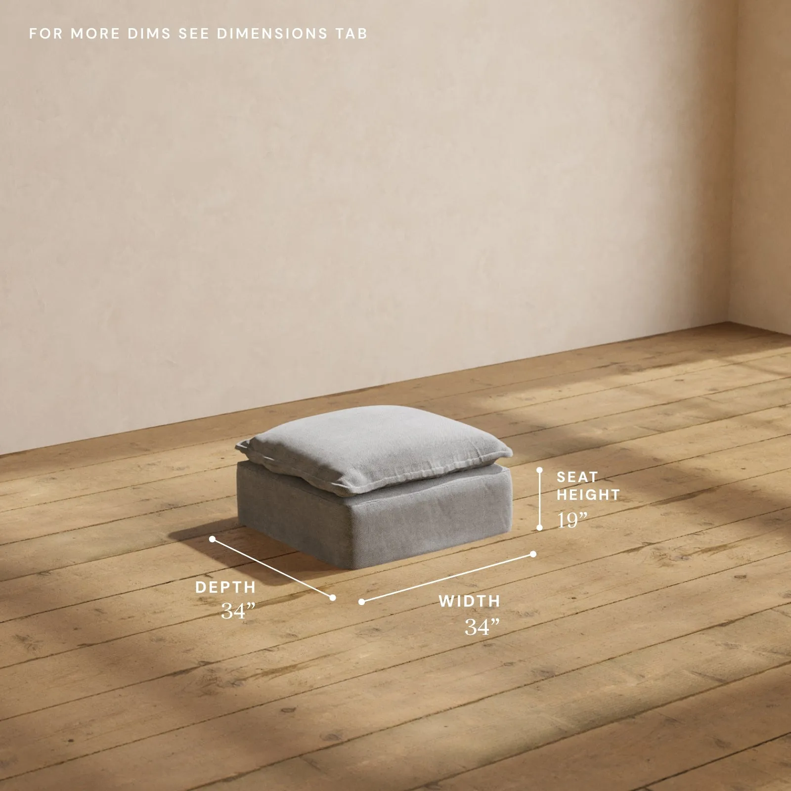 Modular Performance Ottoman in Ash | Deluxe Blend