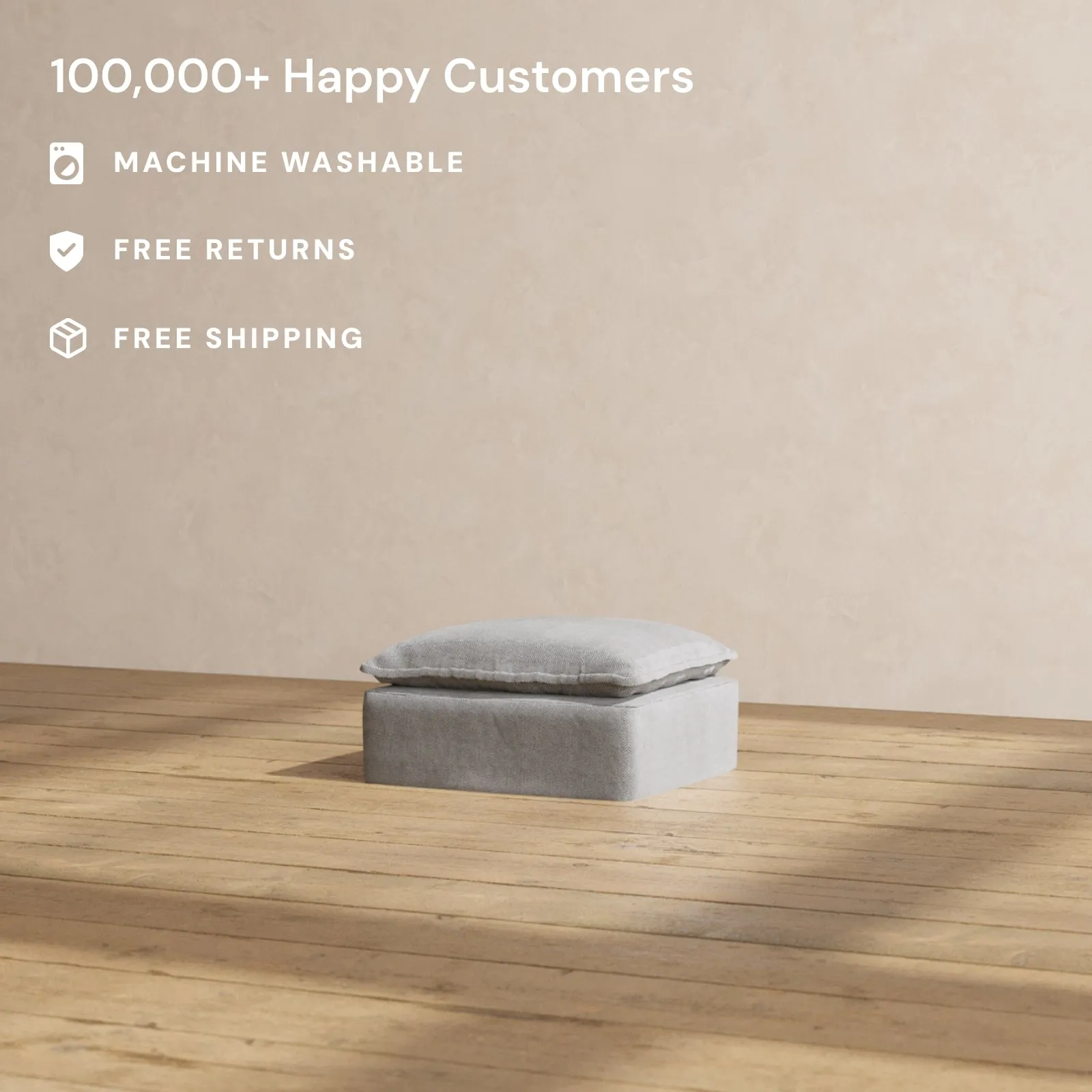 Modular Performance Ottoman in Ash | Deluxe Blend
