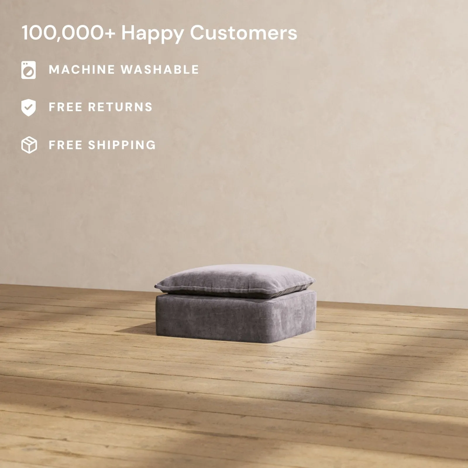 Modular Performance Ottoman in Cinder | Deluxe Blend
