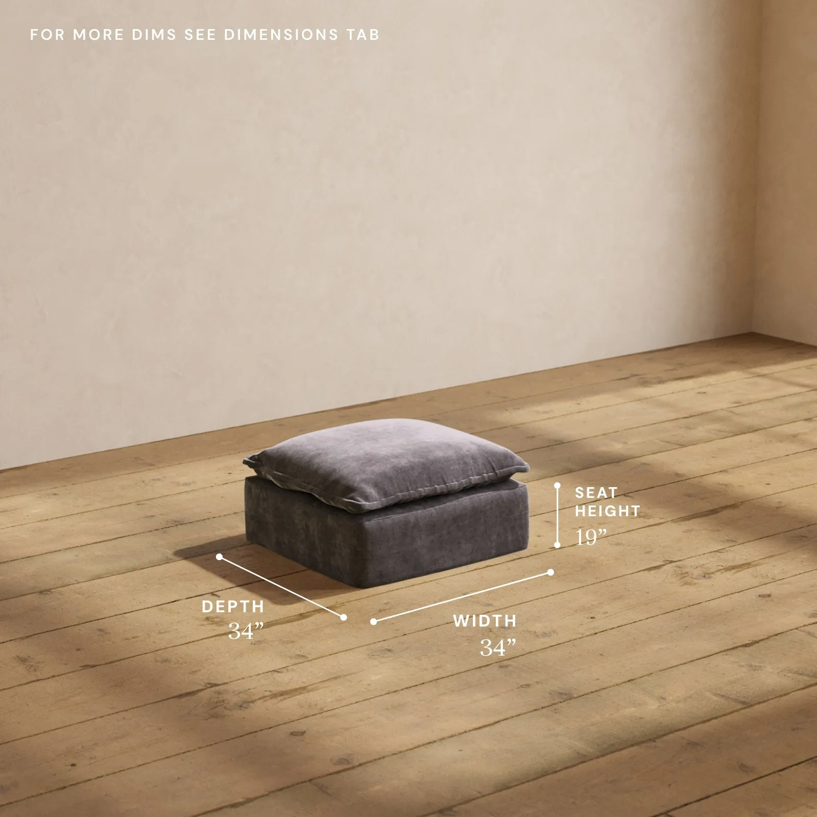 Modular Performance Ottoman in Cinder | Deluxe Blend