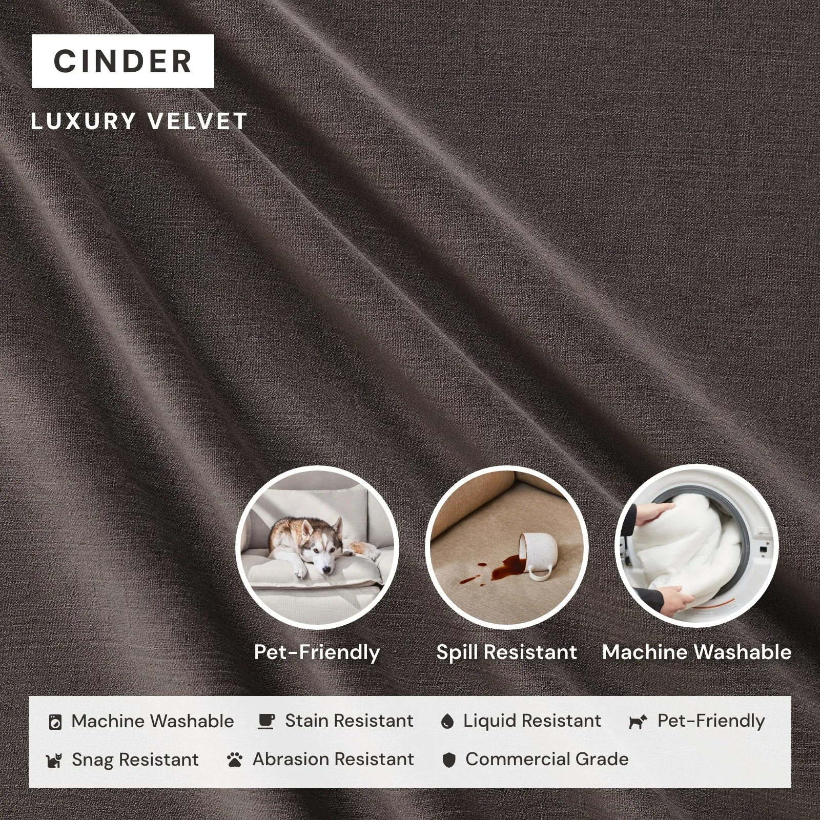 Modular Performance Ottoman in Cinder | Deluxe Blend