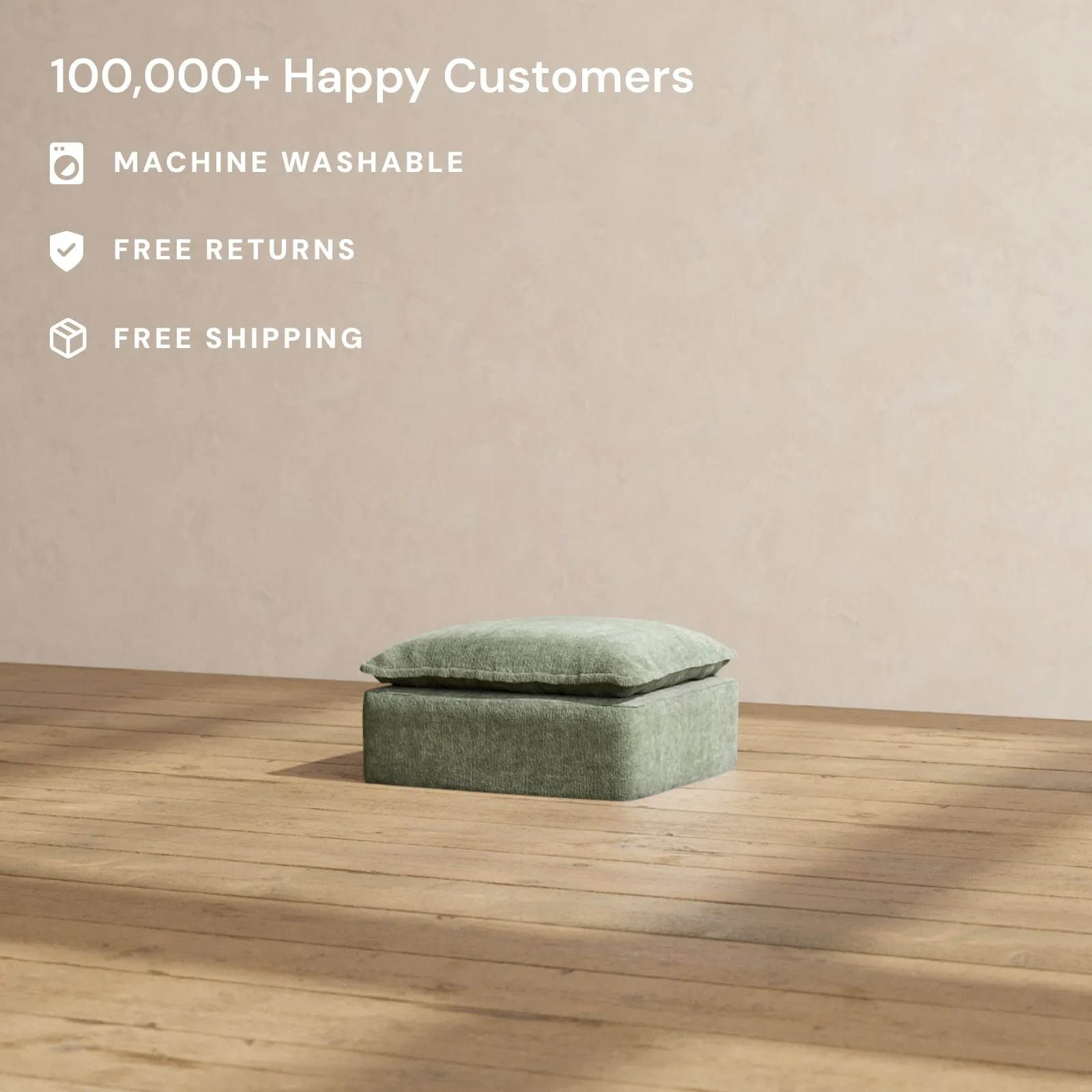 Modular Performance Ottoman in Willow | Deluxe Blend