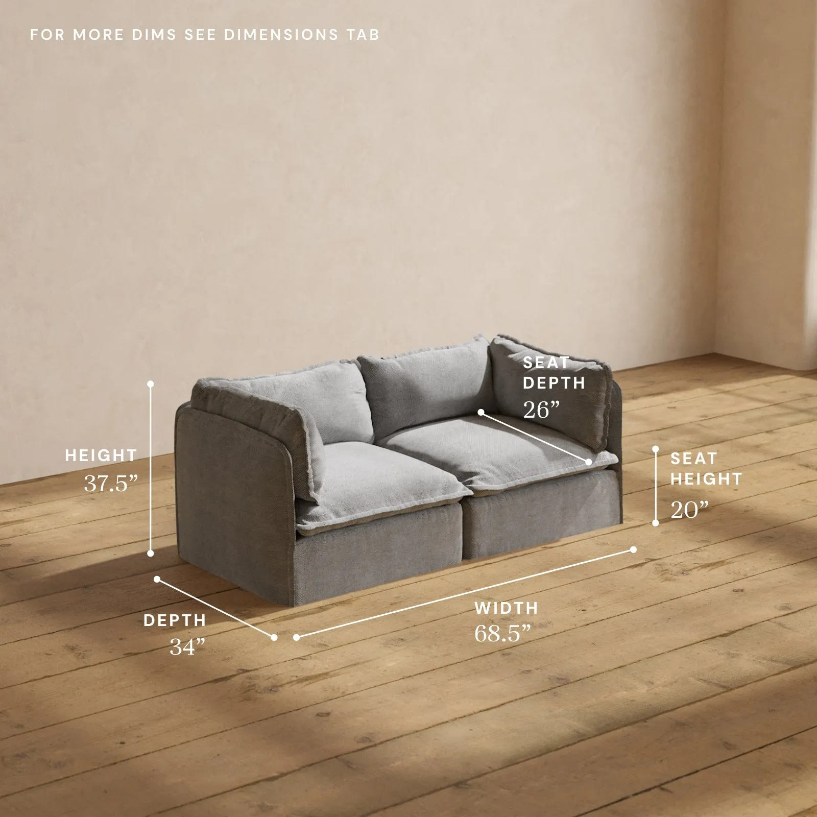 Modular Washable 2-Seater in Ash | Memorix  Seat | Contour Pillow