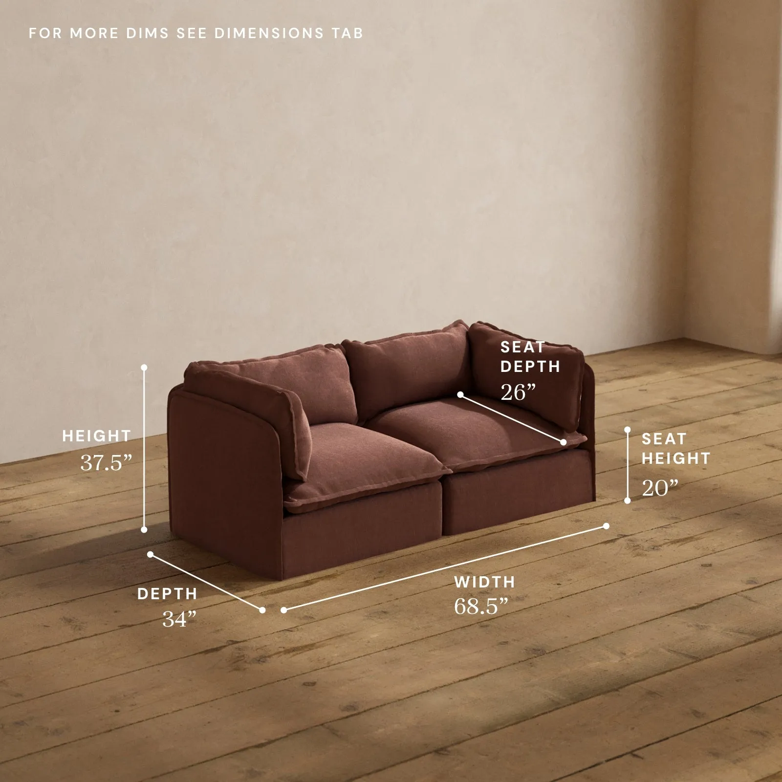 Modular Washable 2-Seater in Chestnut | Memorix  Seat | Contour Pillow