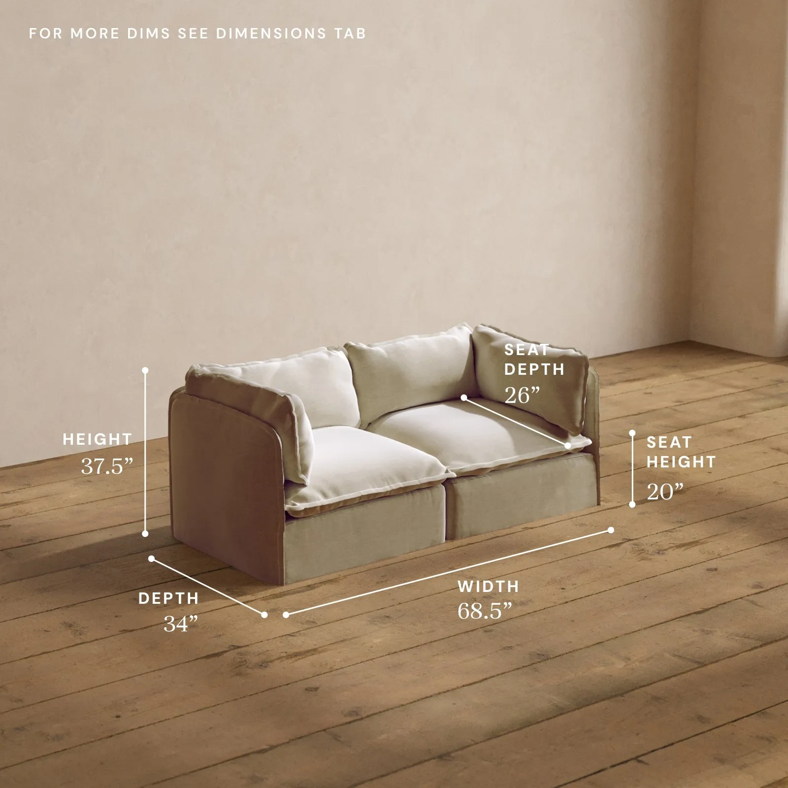 Modular Washable 2-Seater in Coco | Memorix  Seat | Contour Pillow