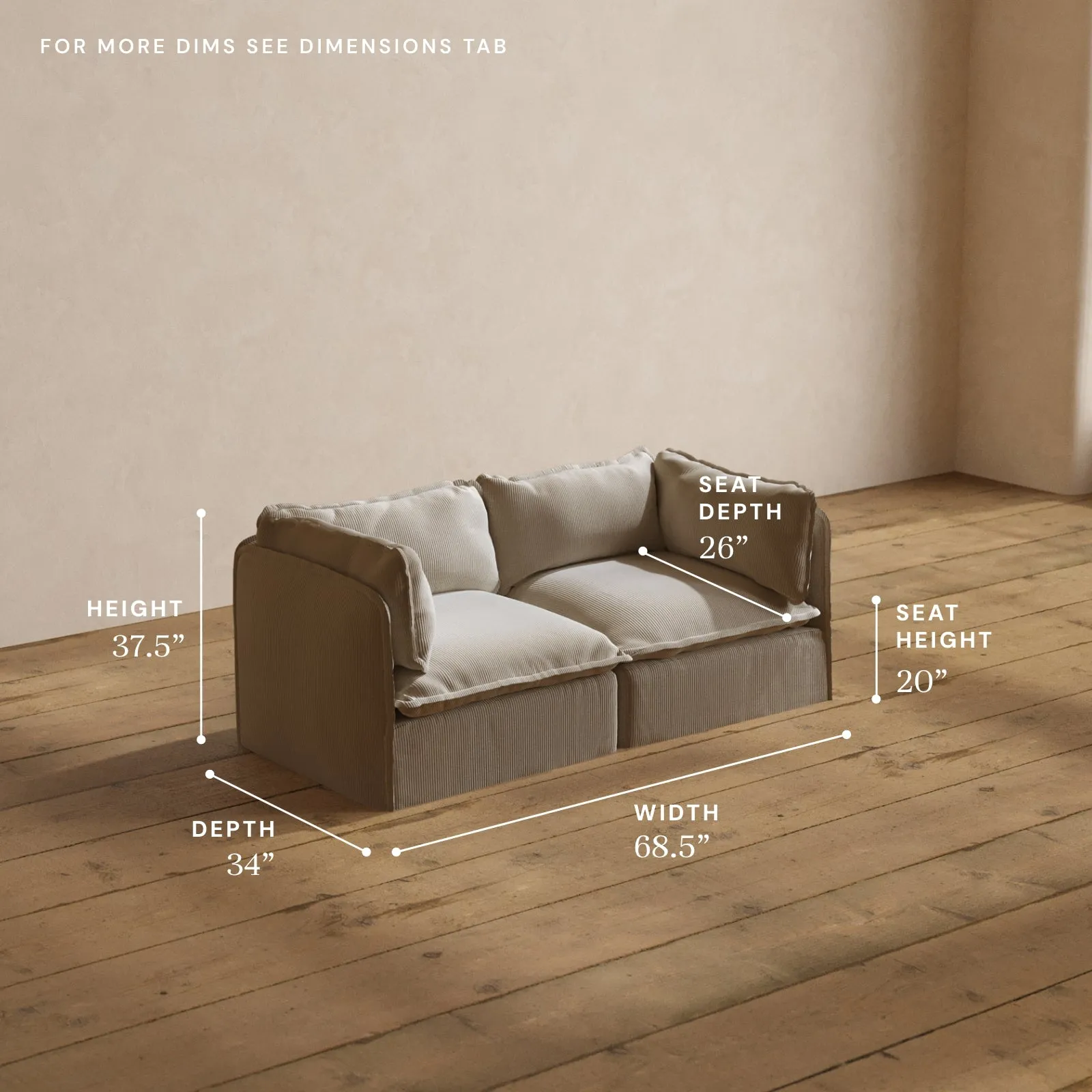 Modular Washable 2-Seater in Milk | Deluxe  Seat | Cloud Pillow