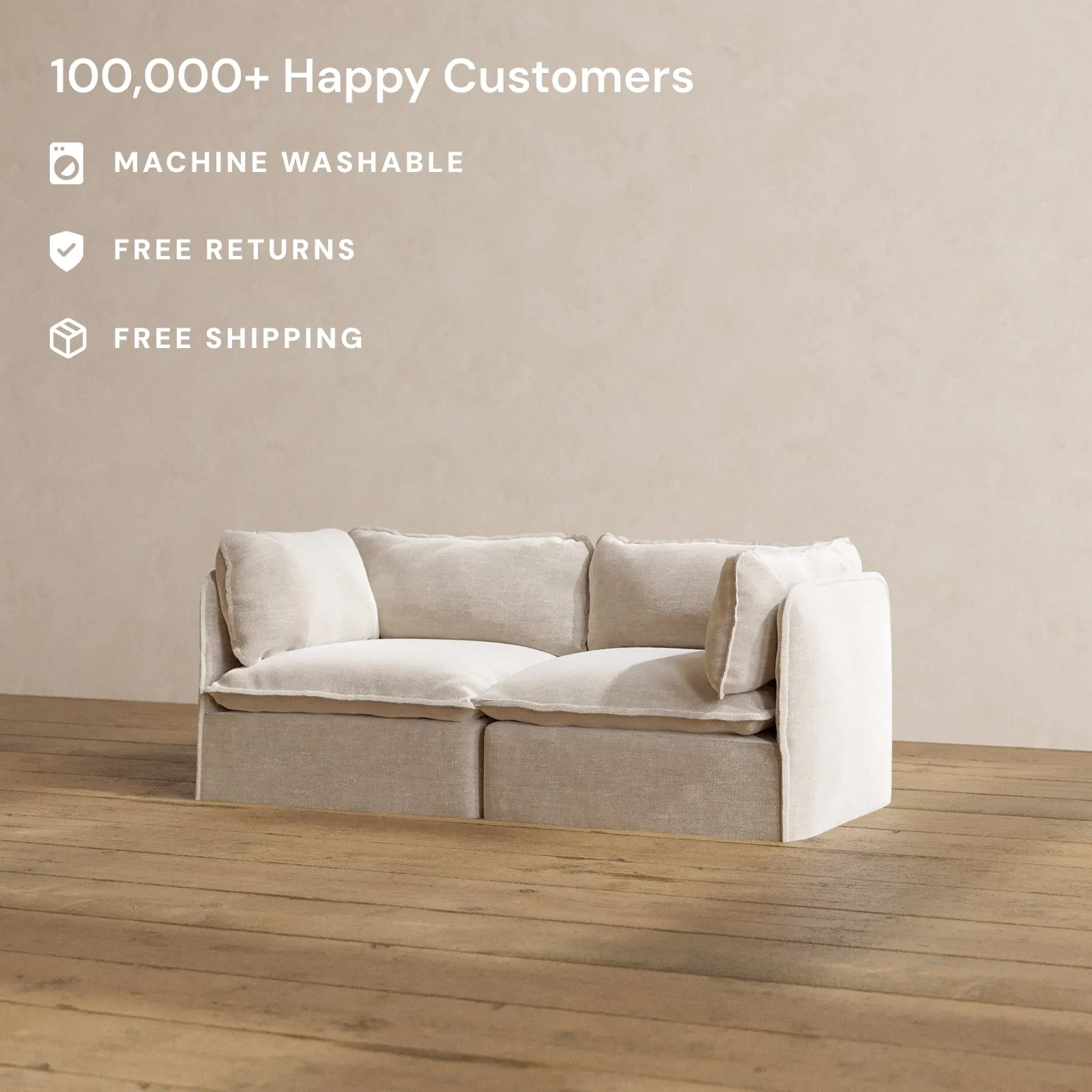 Modular Washable 2-Seater in Mist | Deluxe  Seat | Cloud Pillow