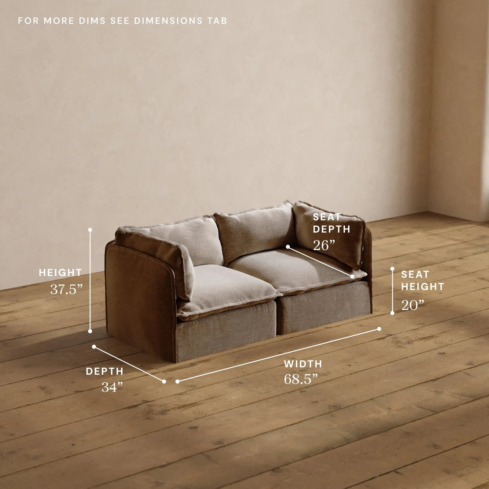Modular Washable 2-Seater in Mist | Deluxe  Seat | Cloud Pillow