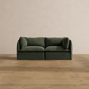 Modular Washable 2-Seater in Olivine | Deluxe  Seat | Cloud Pillow