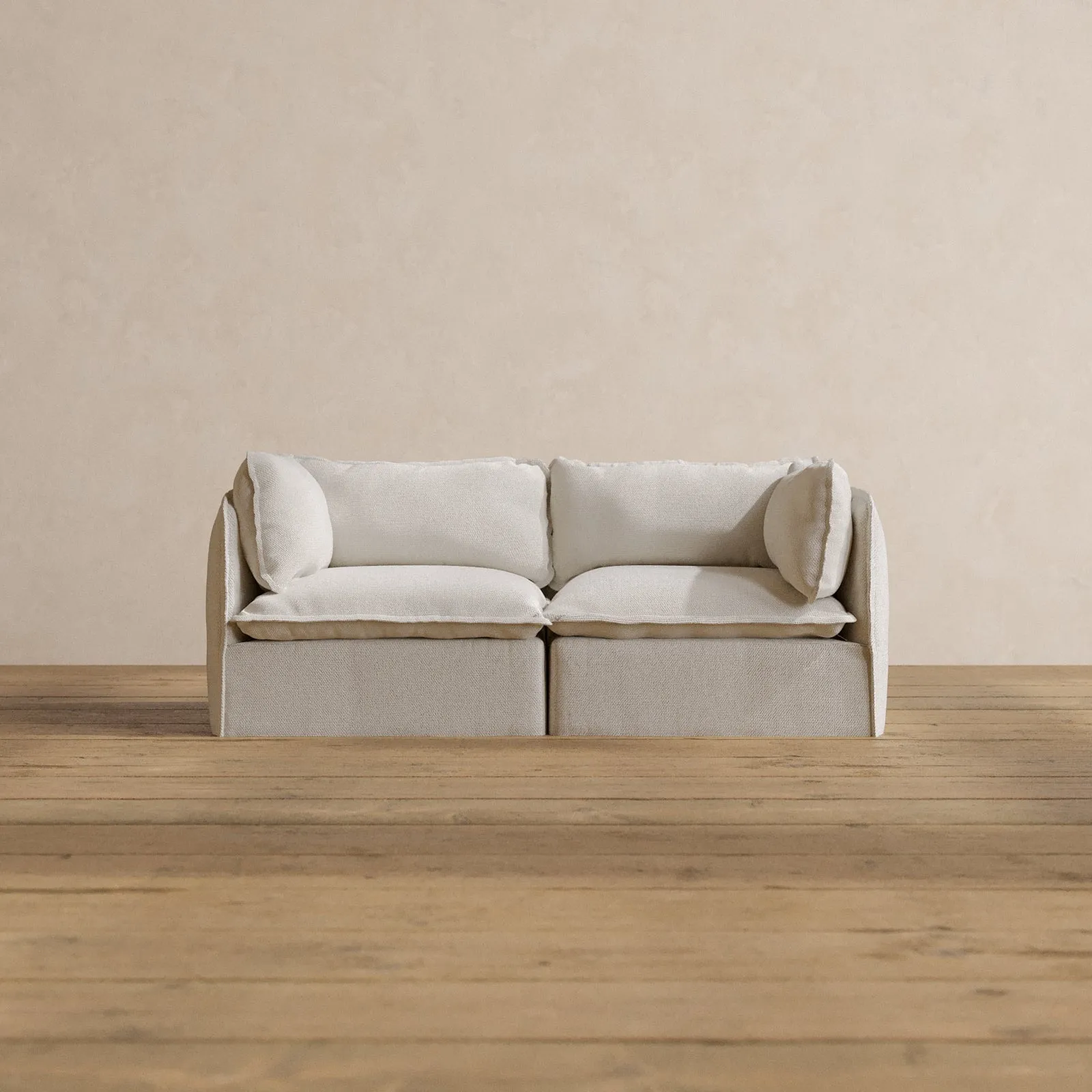 Modular Washable 2-Seater in Powder | Deluxe  Seat | Cloud Pillow