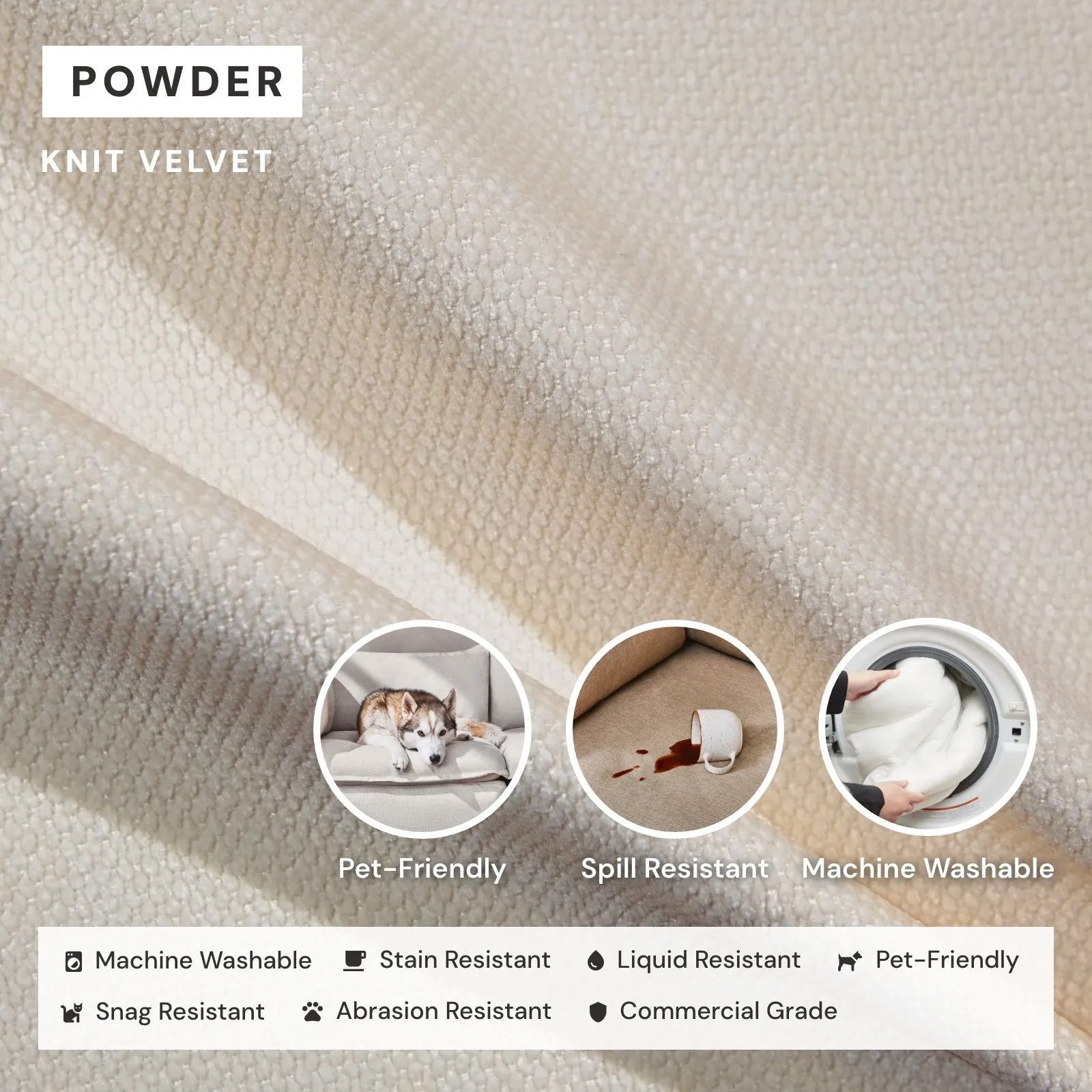 Modular Washable 2-Seater in Powder | Deluxe  Seat | Cloud Pillow