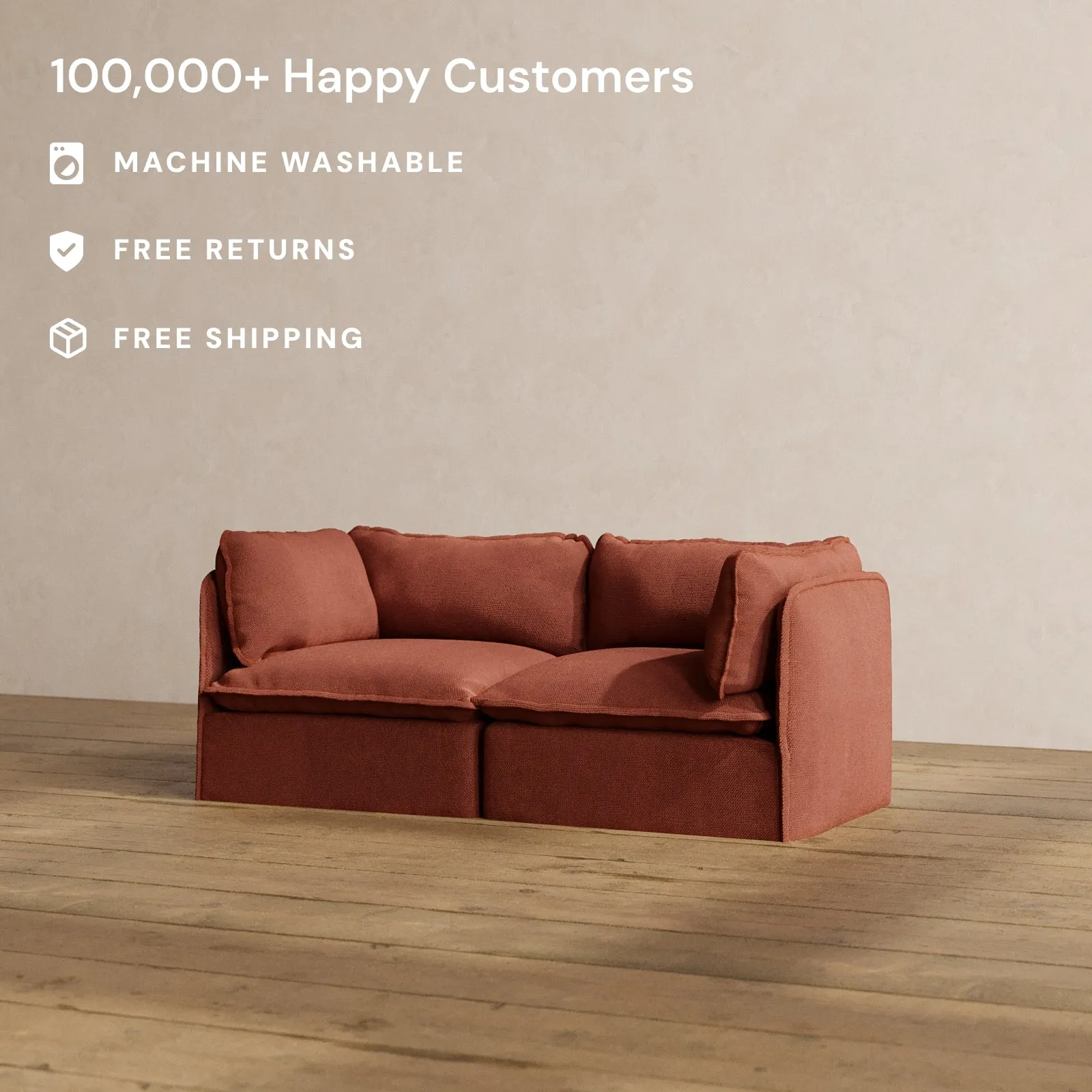 Modular Washable 2-Seater in Rust | Memorix  Seat | Contour Pillow