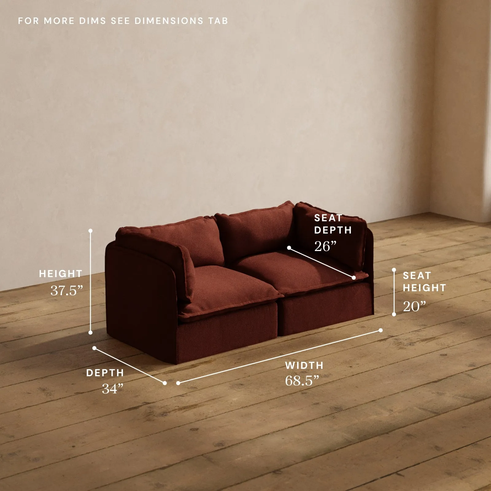 Modular Washable 2-Seater in Rust | Memorix  Seat | Contour Pillow
