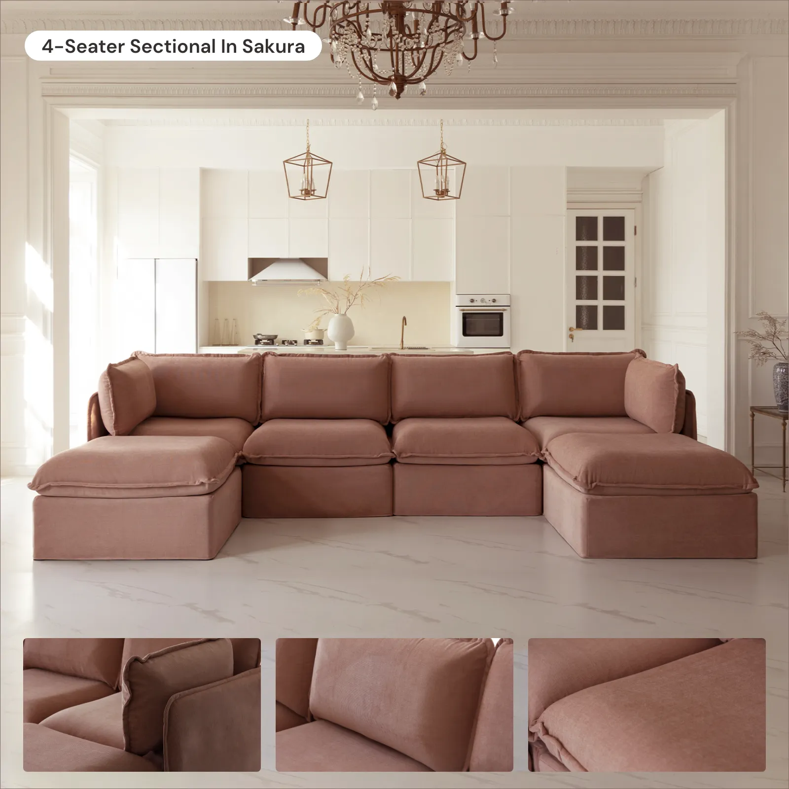 Modular Washable 2-Seater in Sakura | Deluxe  Seat | Cloud Pillow