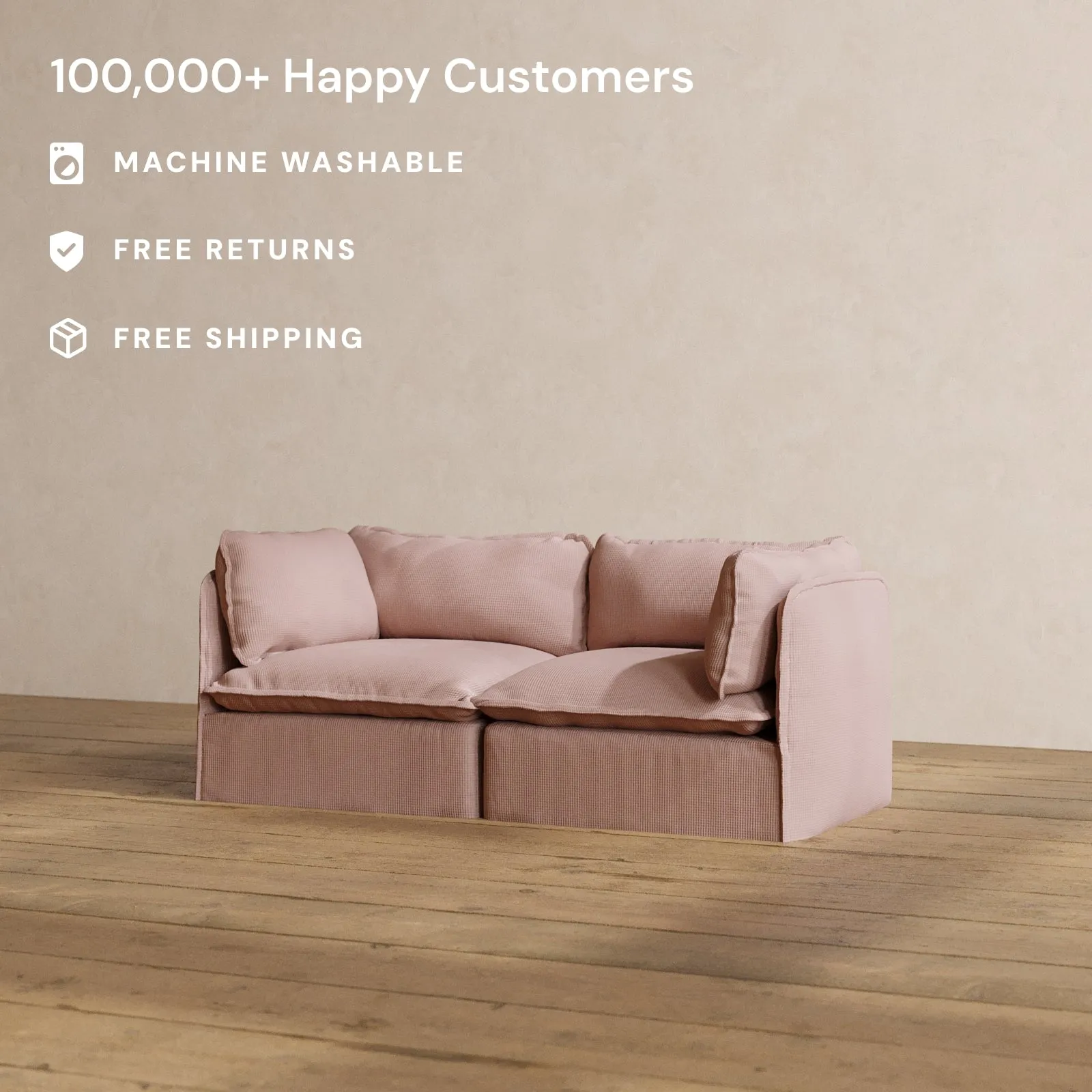 Modular Washable 2-Seater in Sakura | Deluxe  Seat | Cloud Pillow