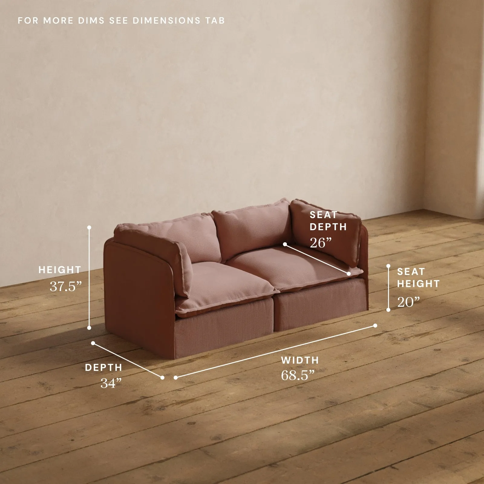 Modular Washable 2-Seater in Sakura | Deluxe  Seat | Cloud Pillow