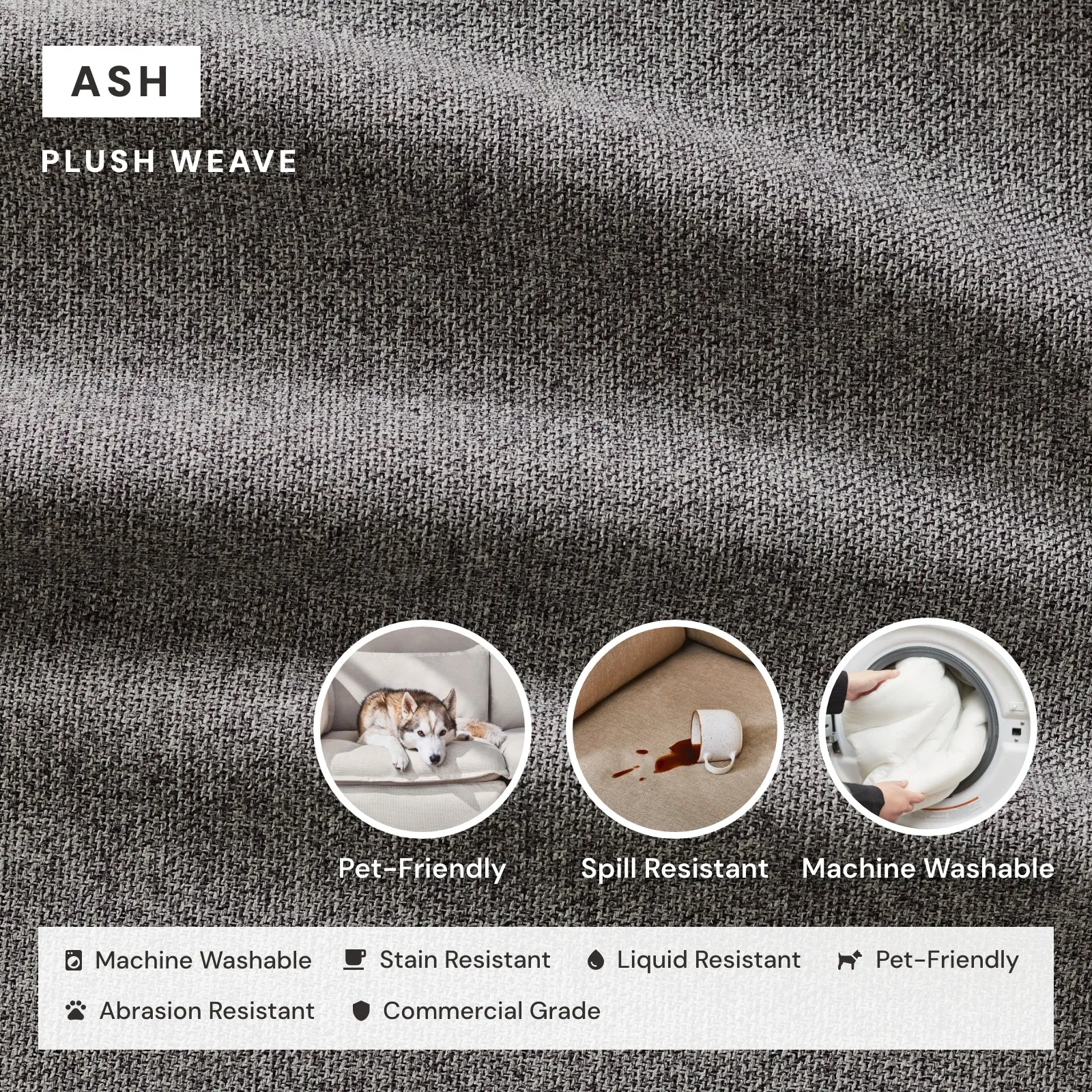 Modular Washable 2-Seater   Ottoman in Ash | Memorix  Seat | Contour Pillow