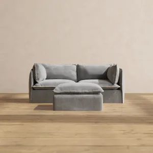 Modular Washable 2-Seater   Ottoman in Ash | Memorix  Seat | Contour Pillow