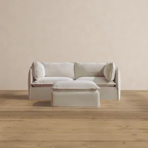 Modular Washable 2-Seater   Ottoman in Coco | Deluxe  Seat | Cloud Pillow