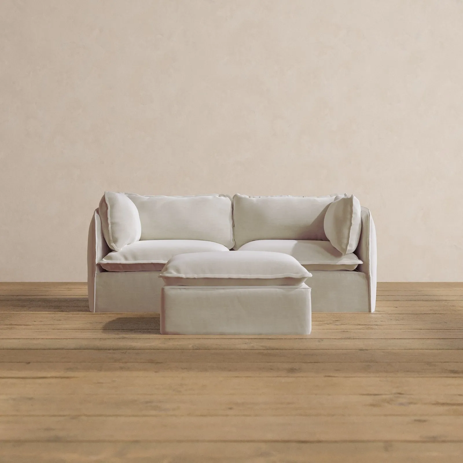 Modular Washable 2-Seater   Ottoman in Coco | Deluxe  Seat | Cloud Pillow