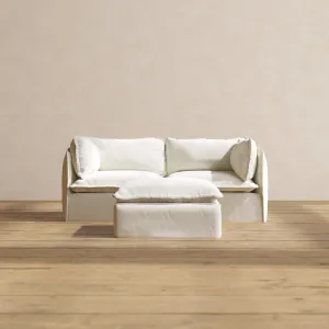 Modular Washable 2-Seater   Ottoman in Eggshell | Deluxe  Seat | Cloud Pillow