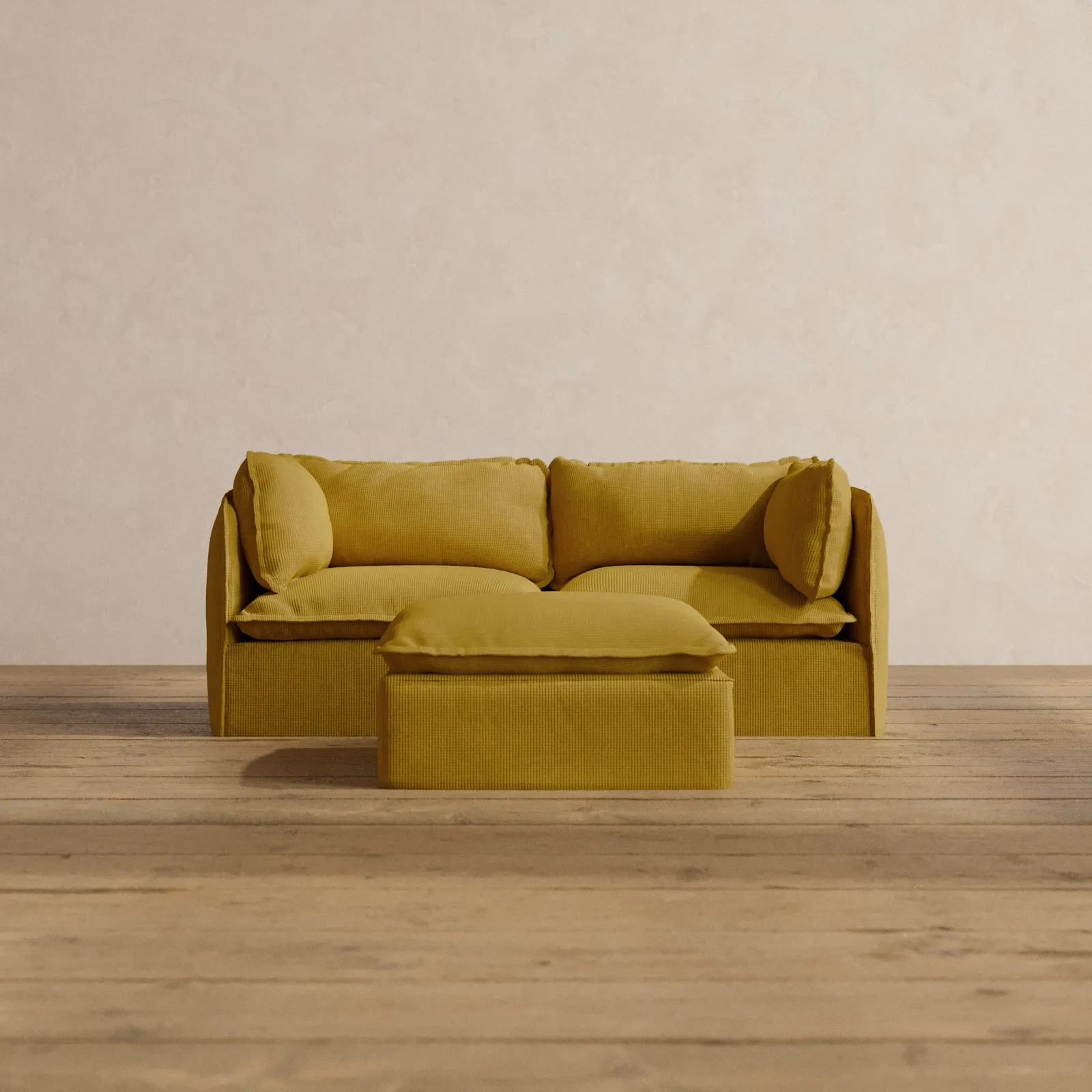 Modular Washable 2-Seater   Ottoman in Kiiro | Deluxe  Seat | Cloud Pillow