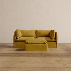 Modular Washable 2-Seater   Ottoman in Kiiro | Deluxe  Seat | Cloud Pillow