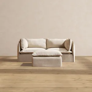 Modular Washable 2-Seater   Ottoman in Oat | Memorix  Seat | Contour Pillow