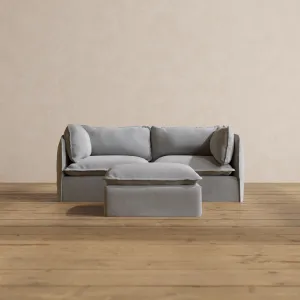 Modular Washable 2-Seater   Ottoman in Pumice | Deluxe  Seat | Cloud Pillow
