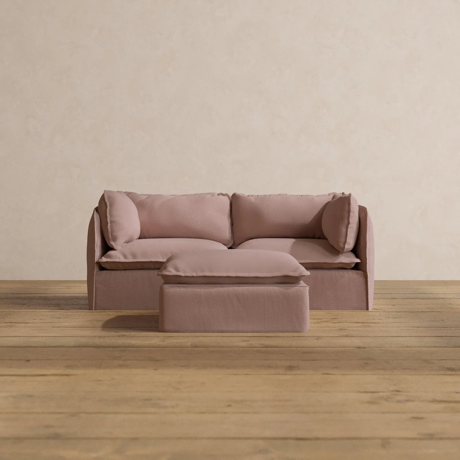 Modular Washable 2-Seater   Ottoman in Sakura | Memorix  Seat | Contour Pillow