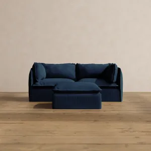 Modular Washable 2-Seater   Ottoman in Sumi | Deluxe  Seat | Cloud Pillow