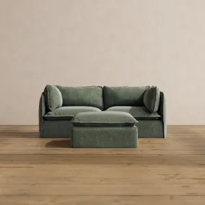 Modular Washable 2-Seater   Ottoman in Willow | Memorix  Seat | Contour Pillow