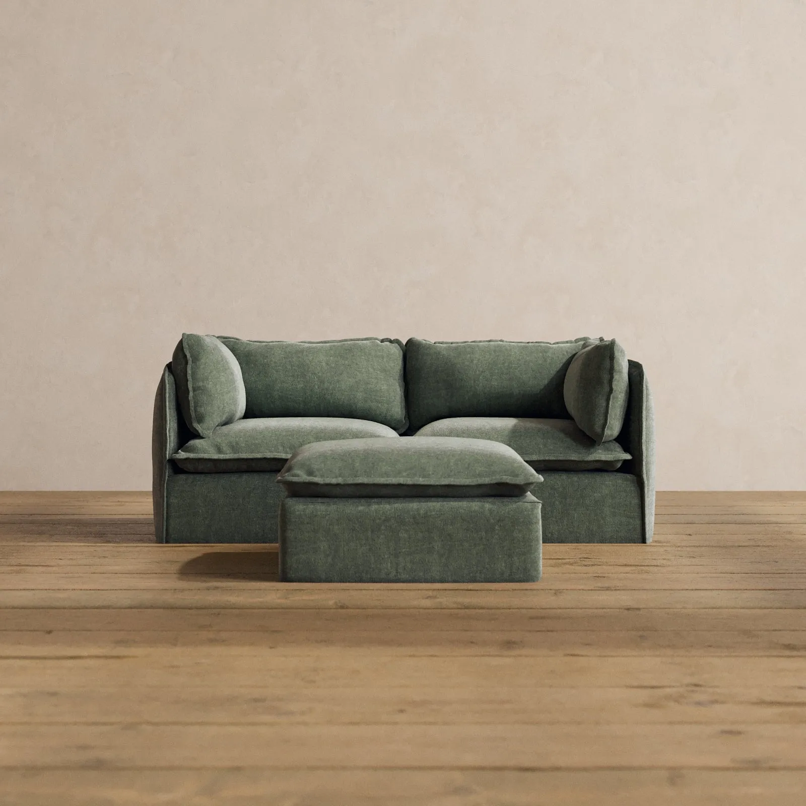 Modular Washable 2-Seater   Ottoman in Willow | Memorix  Seat | Contour Pillow