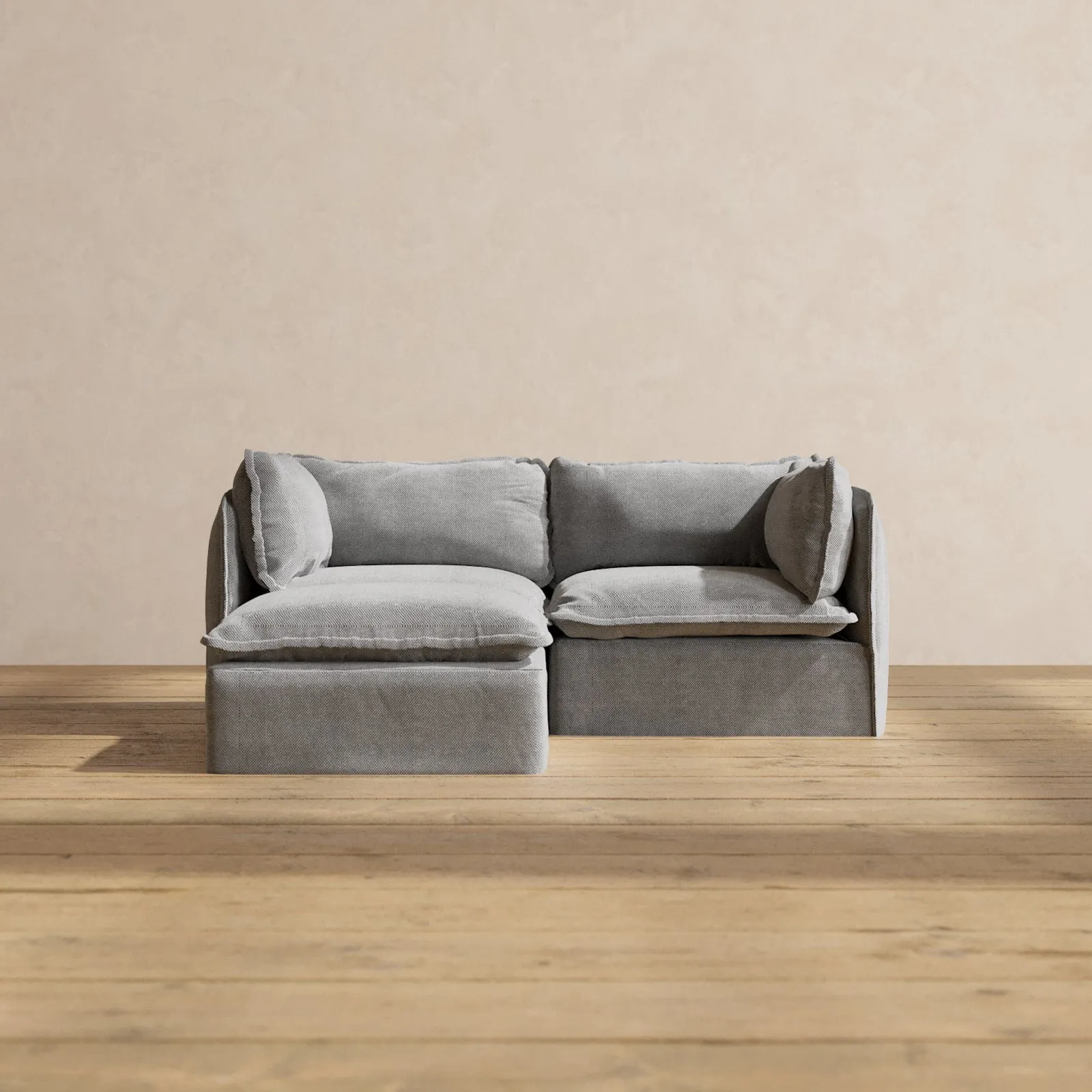 Modular Washable 2-Seater Sectional in Ash | Memorix  Seat | Contour Pillow