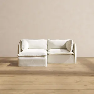 Modular Washable 2-Seater Sectional in Eggshell | Deluxe  Seat | Cloud Pillow