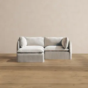 Modular Washable 2-Seater Sectional in Milk | Deluxe  Seat | Cloud Pillow
