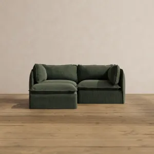 Modular Washable 2-Seater Sectional in Olivine | Memorix  Seat | Contour Pillow