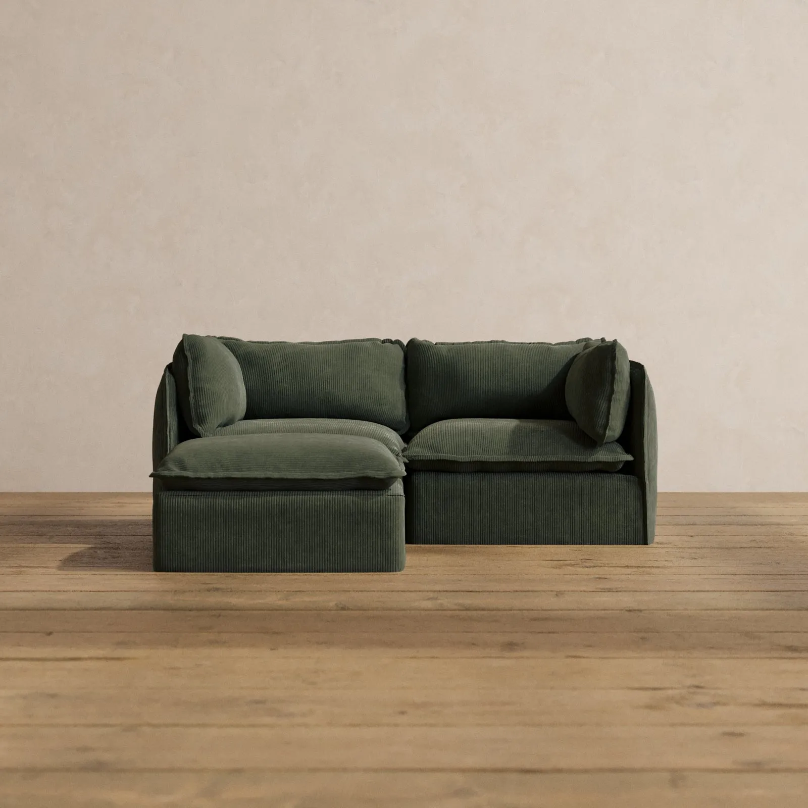 Modular Washable 2-Seater Sectional in Olivine | Memorix  Seat | Contour Pillow