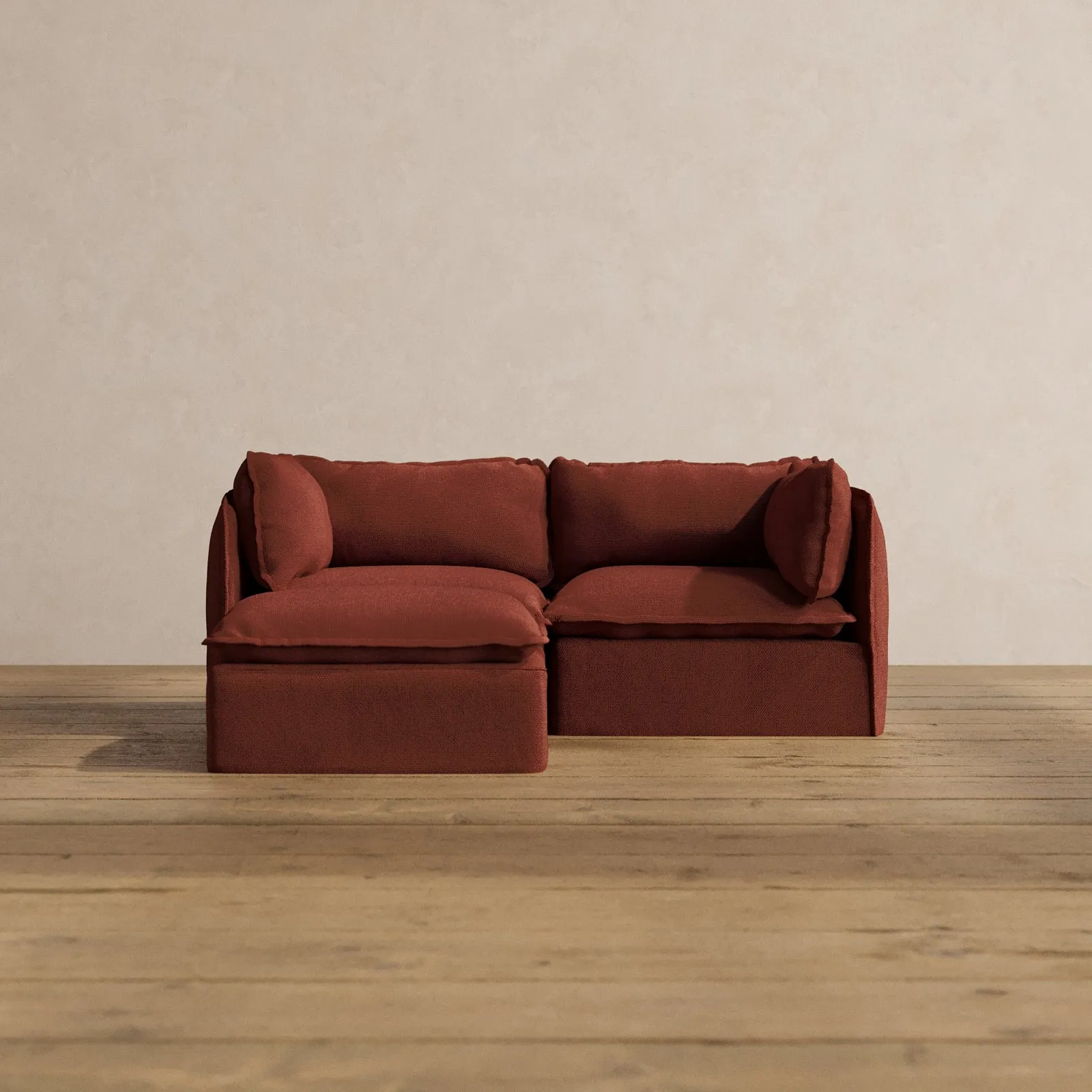 Modular Washable 2-Seater Sectional in Rust | Memorix  Seat | Contour Pillow