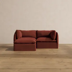Modular Washable 2-Seater Sectional in Rust | Memorix  Seat | Contour Pillow