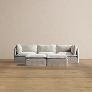 Modular Washable 3-Seater   Bench Ottoman in Milk | Memorix  Seat | Contour Pillow