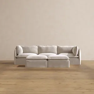Modular Washable 3-Seater   Bench Ottoman in Mist | Memorix  Seat | Contour Pillow