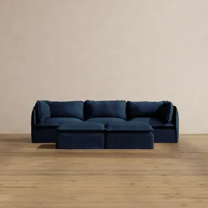 Modular Washable 3-Seater   Bench Ottoman in Sumi | Memorix  Seat | Contour Pillow
