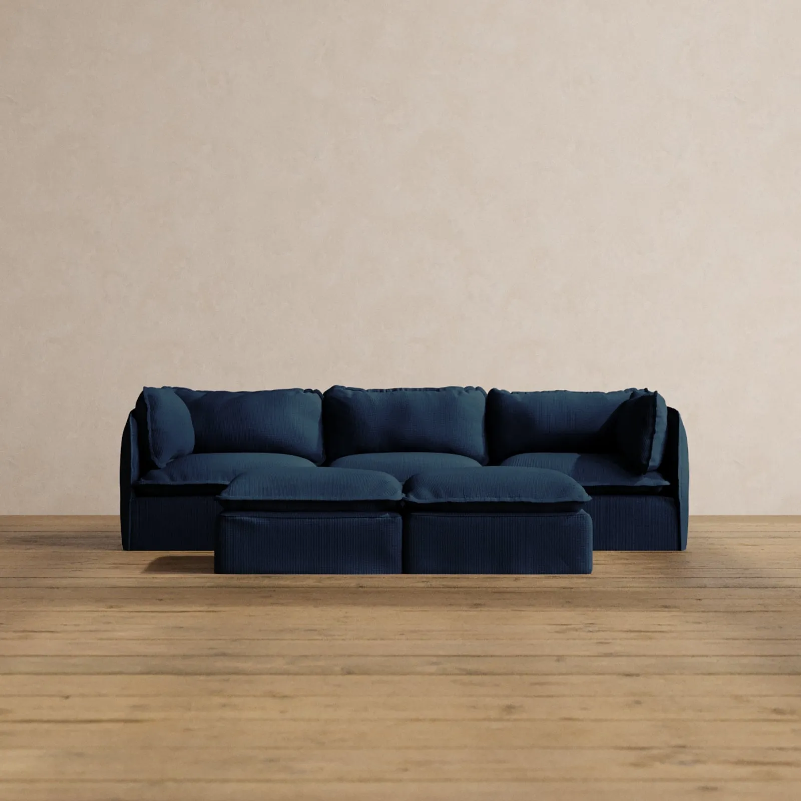 Modular Washable 3-Seater   Bench Ottoman in Sumi | Memorix  Seat | Contour Pillow