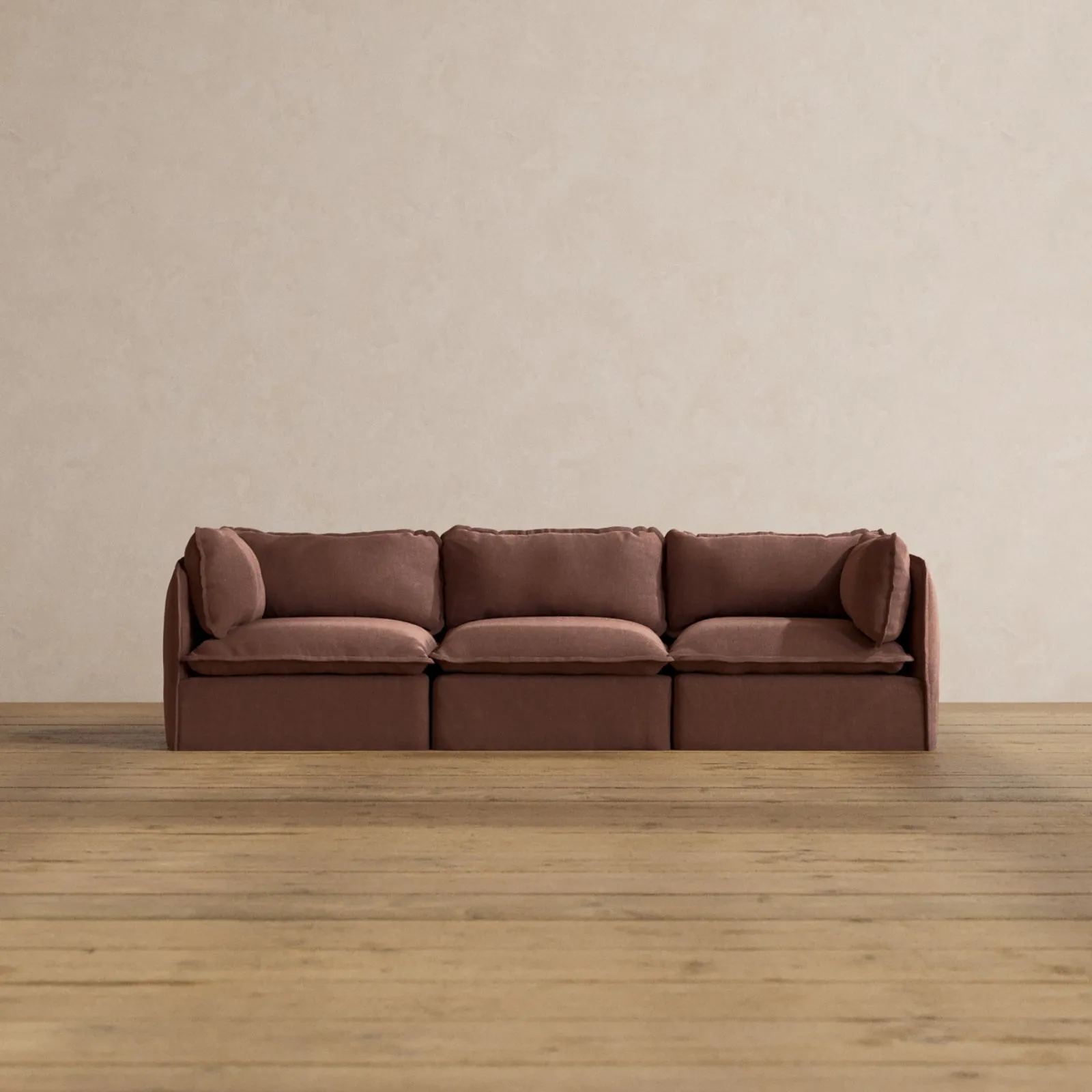 Modular Washable 3-Seater in Chestnut | Deluxe  Seat | Cloud Pillow