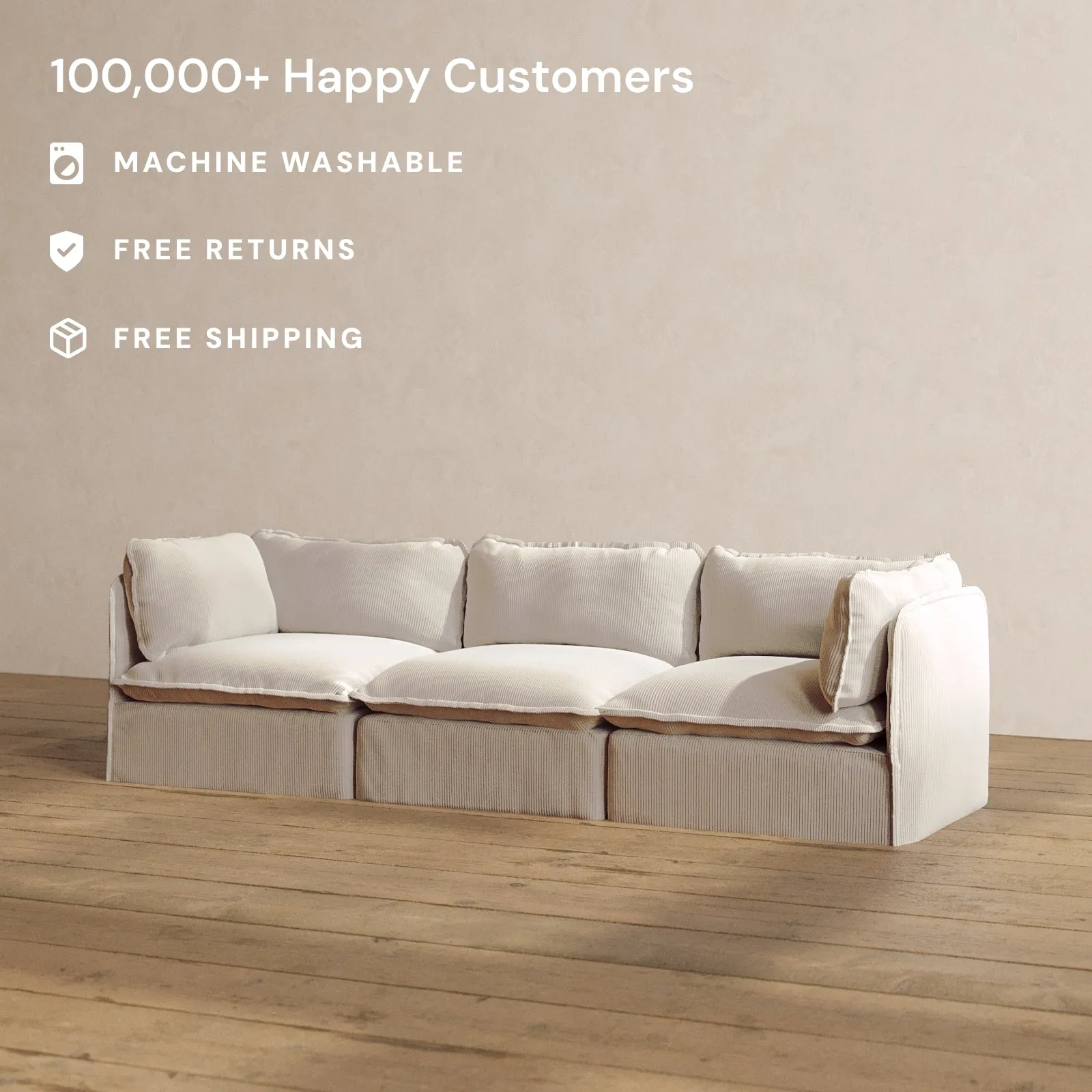 Modular Washable 3-Seater in Milk | Memorix  Seat | Contour Pillow